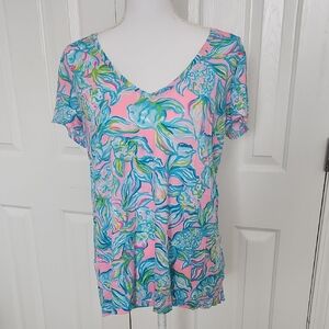 Lilly Pulitzer Etta Top Medium "Pelican Pink Off the Scales"